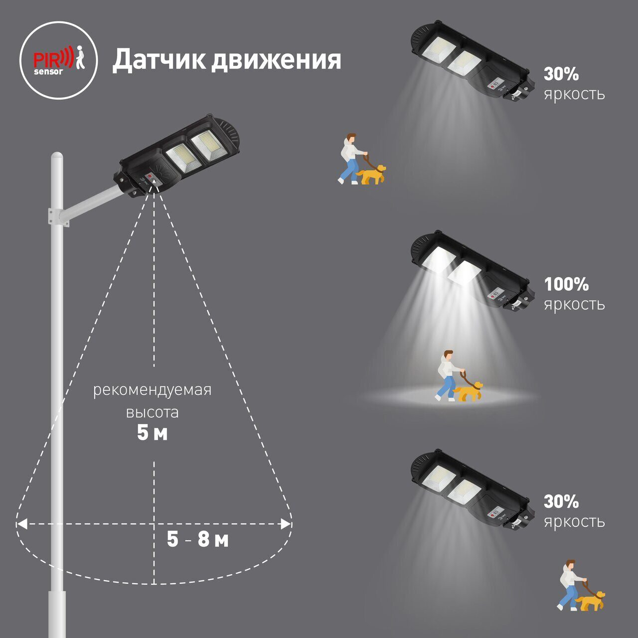 Консольный светильник на солн. бат.,SMD,с кронштейном, 40W, с датч.движ.,  ПДУ,700lm, 5000К, IP66 ЭРА Б0046800